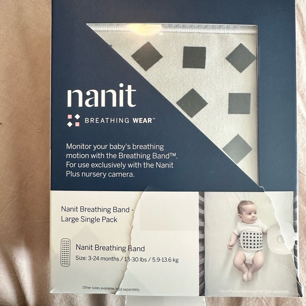 Nanit Breathing Band Large Single Pack - Black and White